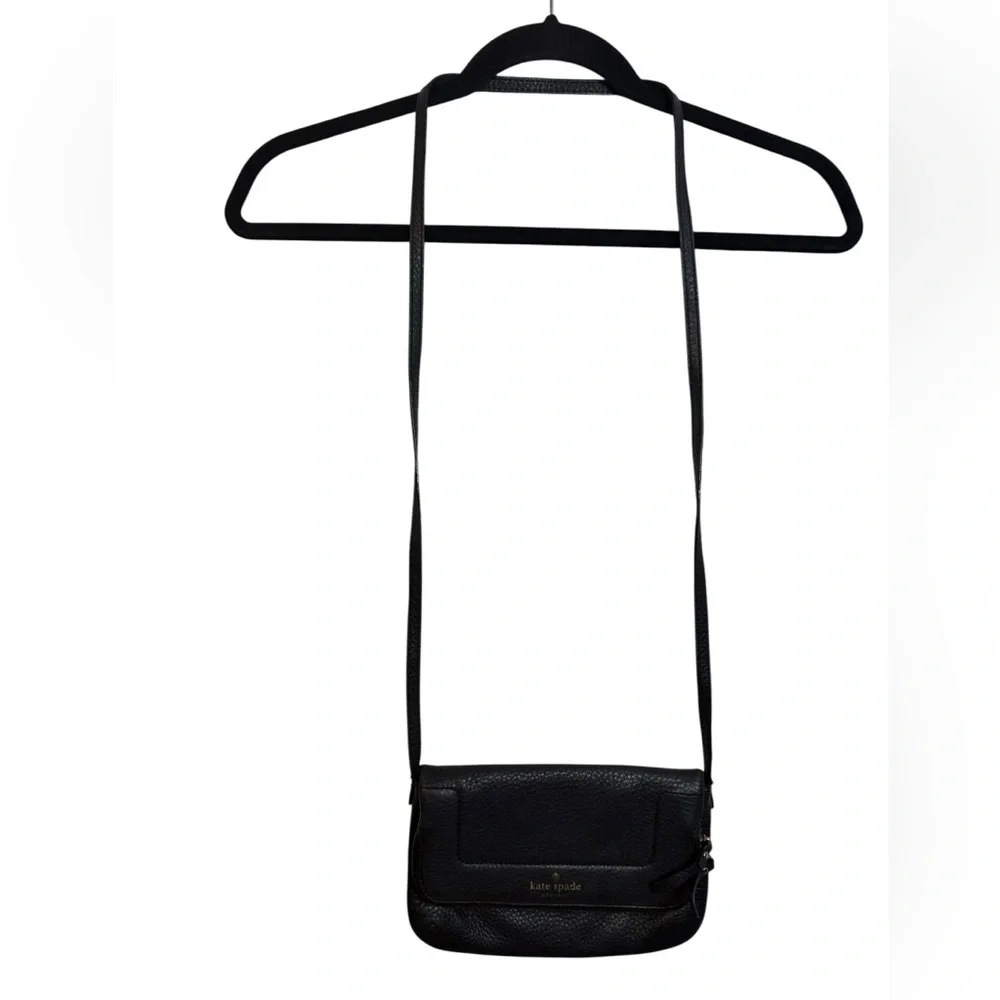 Kate Spade Black Leather Classic Foldover Crossbody Bag